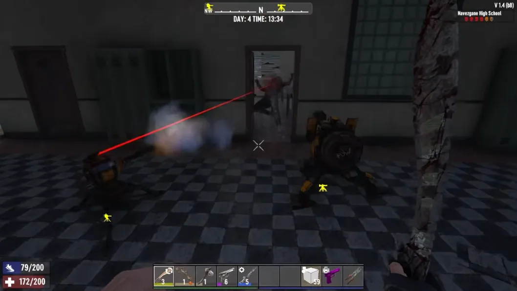7 Days to Die ESP markers in a Navezgane High School POI