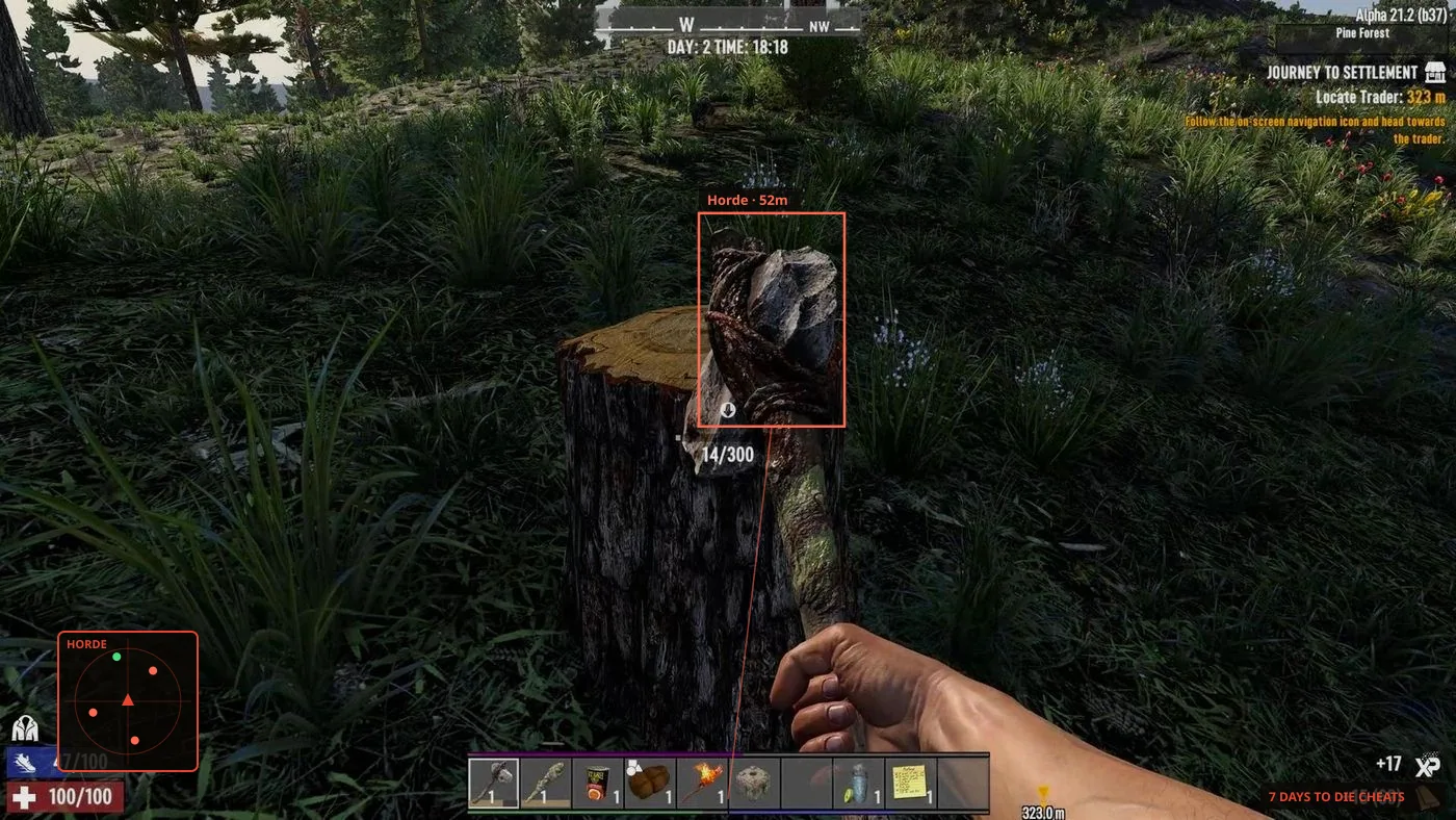 Trader quest menu next to 7 Days to Die cheat pricing
